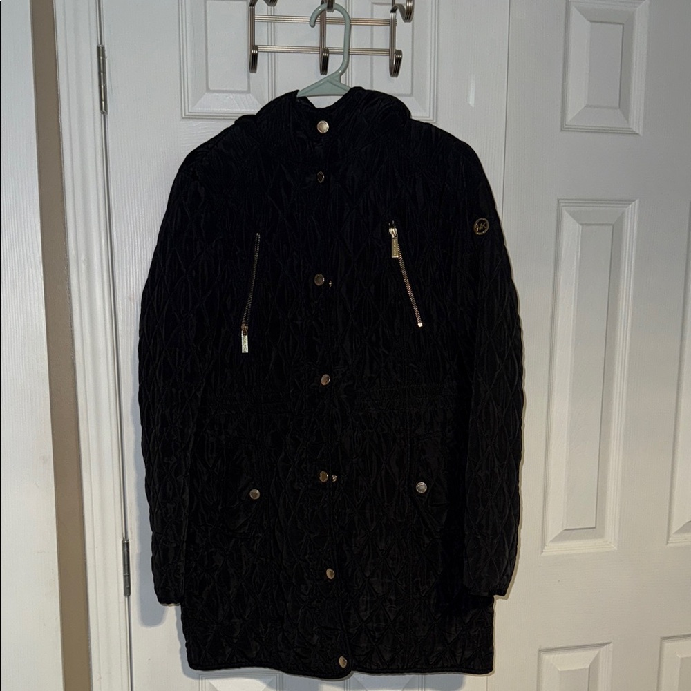 Michael Stars Black Quilted Hooded Jacket